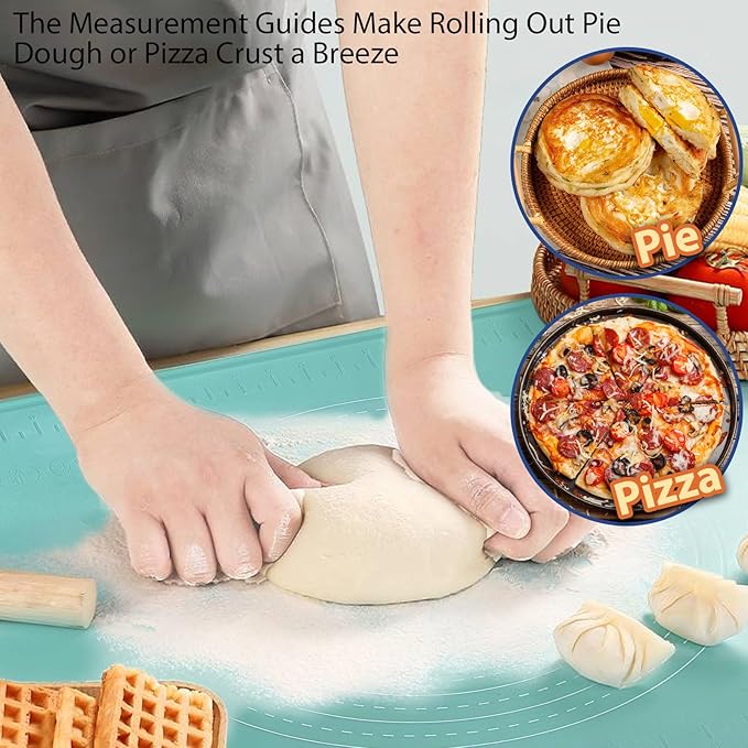 24"X16" Silicone Baking Mat Extra Large Non-stick Pastry Mat with High Edge, Dough Rolling Board for Pastry, Macarons, Pies, Bread, Cookies, Pizza, Fondant, Pasta, Food Grade Silicone Baking Supplies