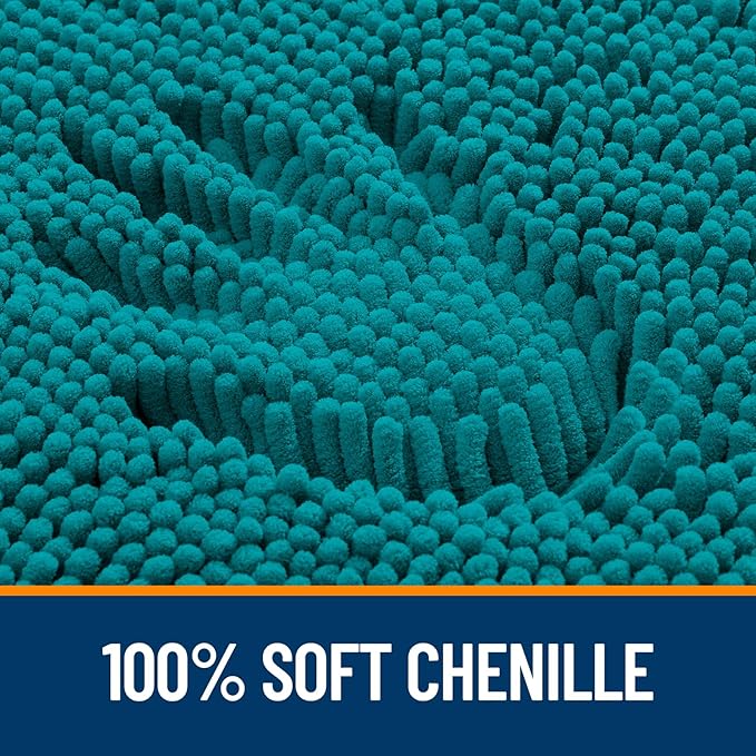 OLANLY Bathroom Rugs 44x24, Extra Soft Absorbent Chenille Bath Rugs, Rubber Backing Quick Dry, Machine Washable Bath Mats for Bathroom Floor, Tub and Shower, Home Decor Accessories, Deep Lake