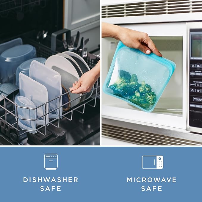 Stasher Premium Silicone Reusable Food Storage Bags, 3-Pack, Artivism, Multi-Use Food Storage Bags, Lunch Bag, Travel Containers, BPA Free, Leak-free, Dishwasher-Safe, Eco-friendly