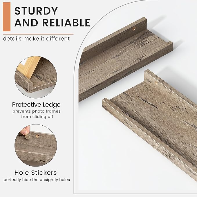 72 Inch Wall Shelves Set of 4, Modern Picture Ledge Shelves with Lip, Long Large Nursery Book Shelf for Toys Storage, Kids Bookshelf, Wall Mounted Living Room Bedroom Decor Frames