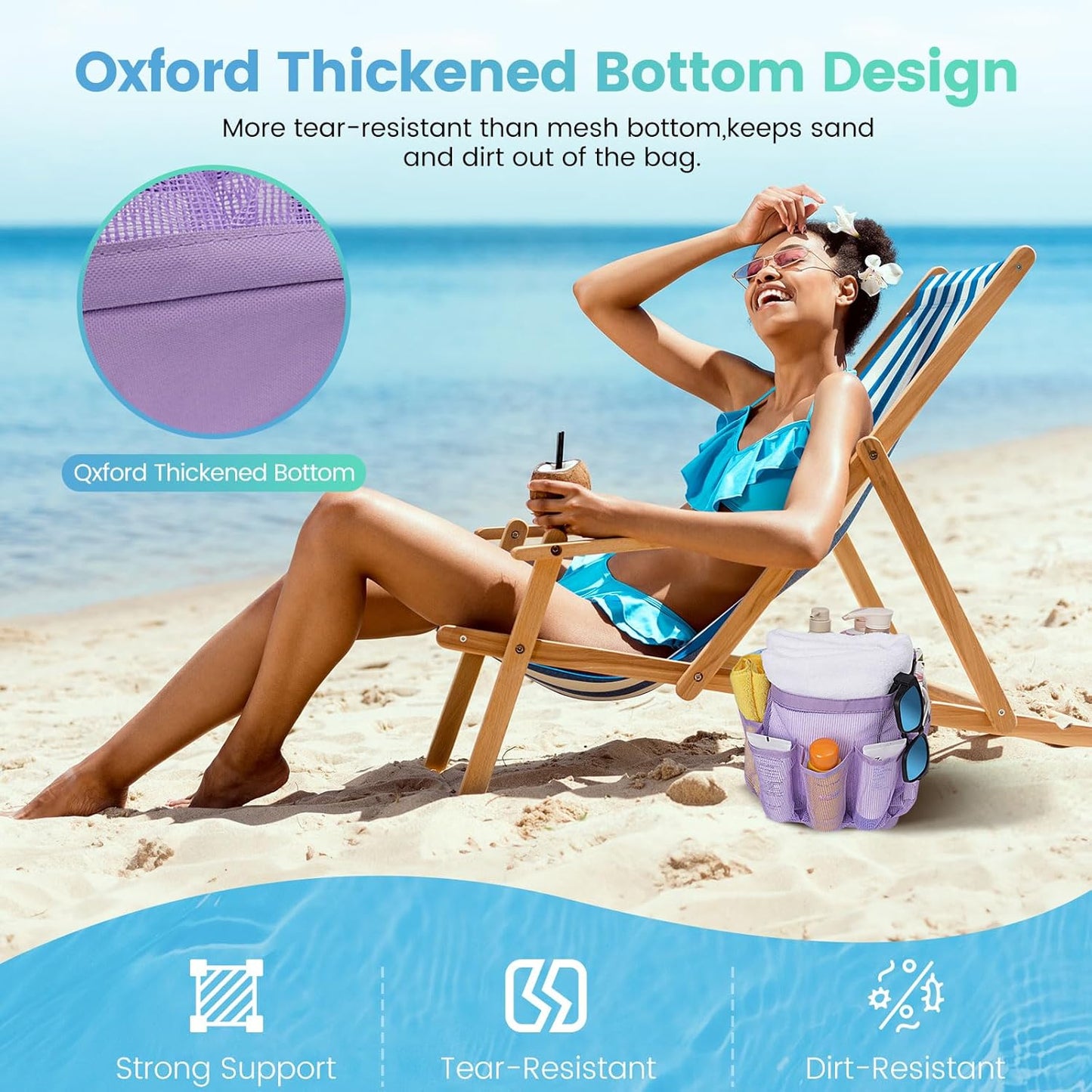 Mesh Shower Caddy for College Dorm Room Essentials for Girls with 9 Pockets,Large-Capacity Shower Basket,Quick Dry Toiletry Tote Bag,Outdoor Gym,Travel,Swim,Beach Camping Essentials-Black and Purple