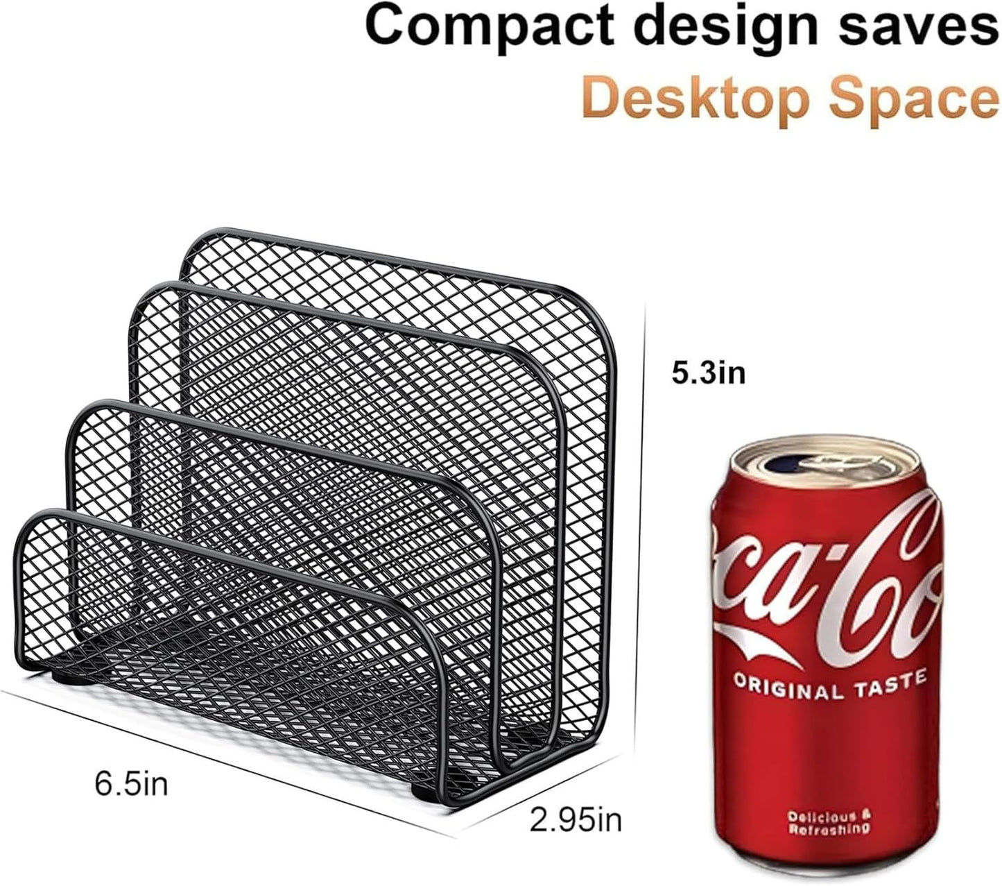 gianotter Mail Organizer Countertop, Metal File Holder with 3-Slot, Bill Organizer for Office Receipts and Letter Paper Storage (Black)