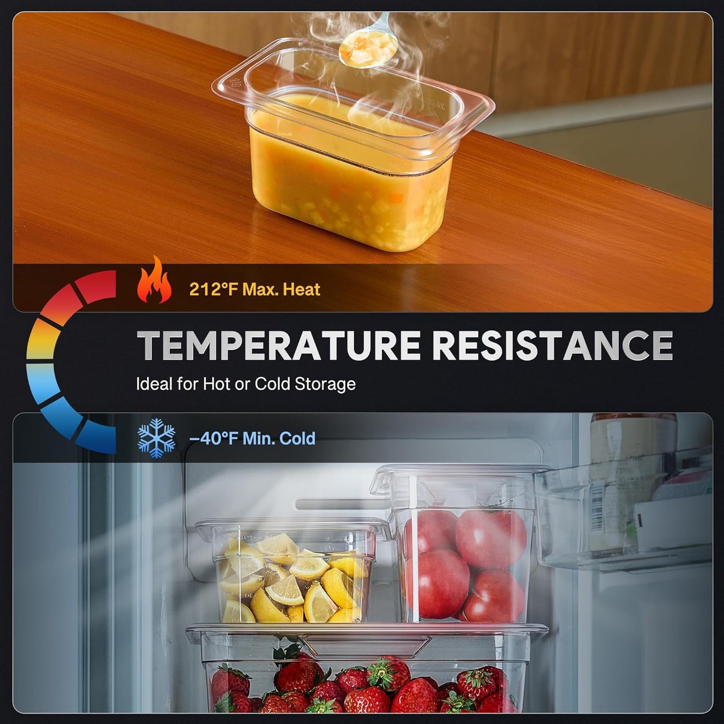 WILPREP 6 Pack Plastic Food Pans with Lids NSF Listed, 1/9 Size 4 in Deep Clear Food Storage Containers, 1.1 qt Stackable Polycarbonate Commercial Hotel for Fruits Vegetables Beans Corns