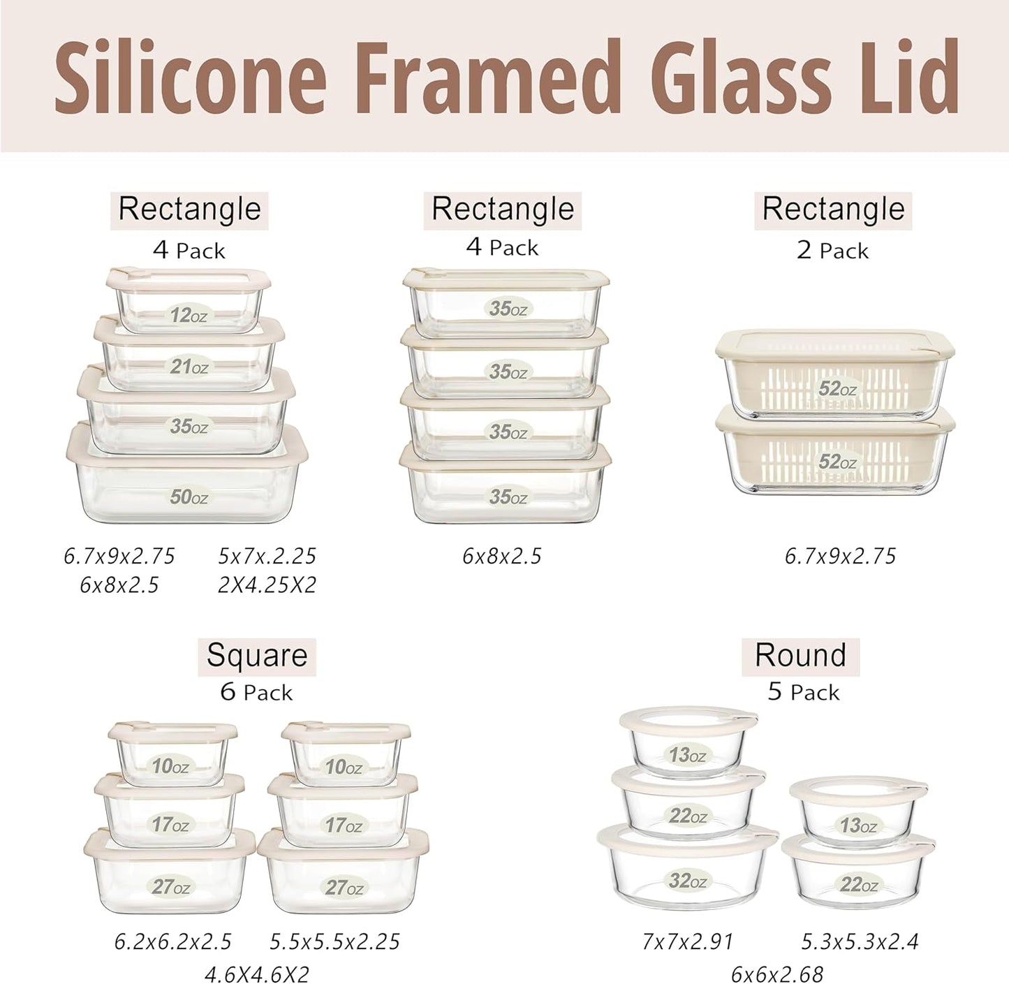 Urban Green Glass Food Storage Containers with Glass Lids, Microwave Safe Food Container Set, Aitight Meal Prep Container Set, LeakProof, 100% Plastic Free, 4 Pack