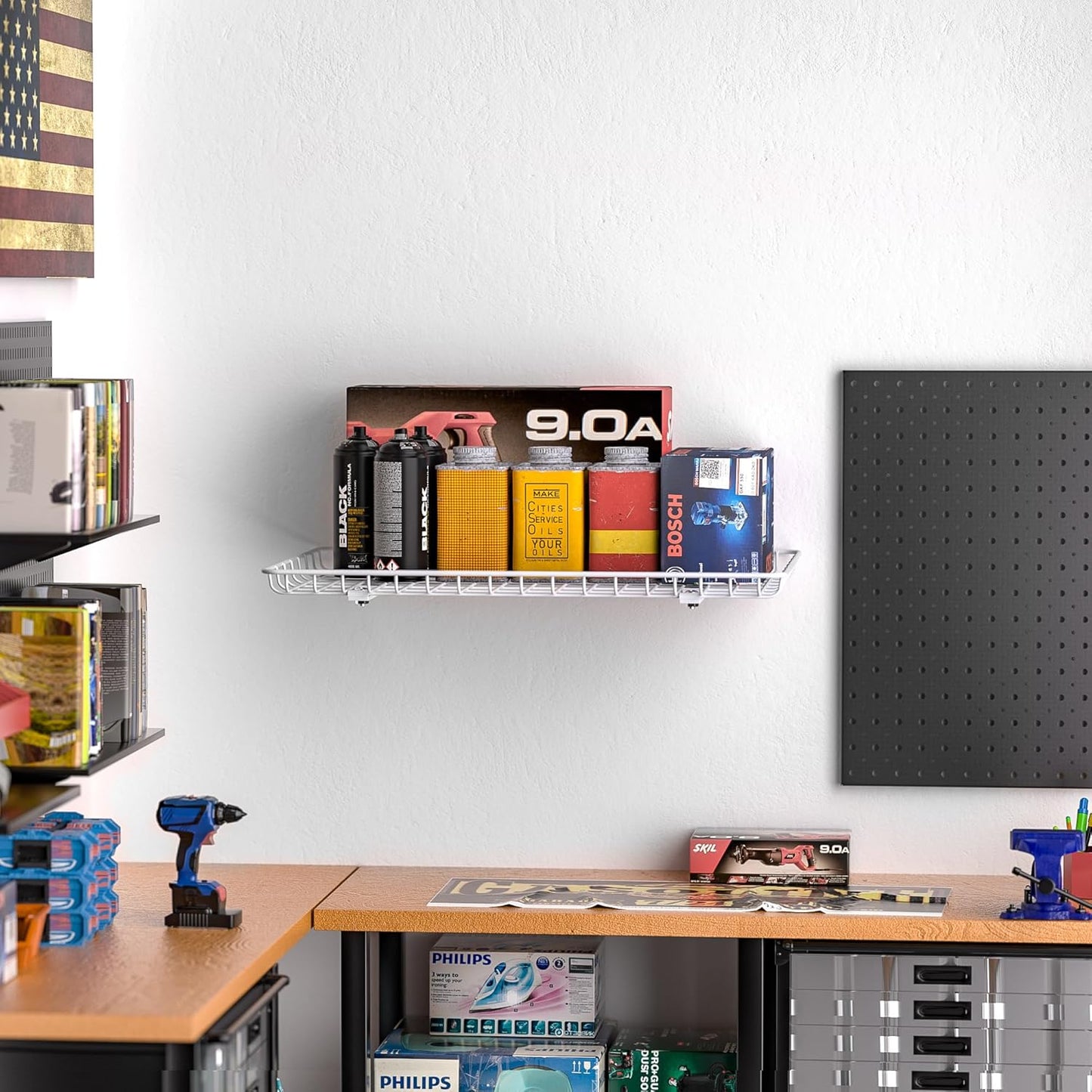 Ultrawall Wall Mounted Storage Shelf, Garage Shelves 24x12 Inch, Metal Shelf Rack, Heavy-Duty Wall Organizer for Closet, Kitchen, Laundry Room 2 Pack, White