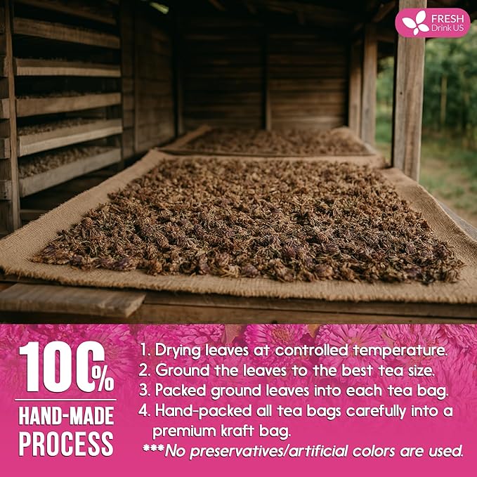 FreshDrinkUS, Premium Red Clover Herbal Tea– 35 Tea Bags – Pure – Naturally Smooth & Mild Flavor – Premium Quality, Eco-Conscious Packaging. Caffeine-Free. Gluten Free. Vegan