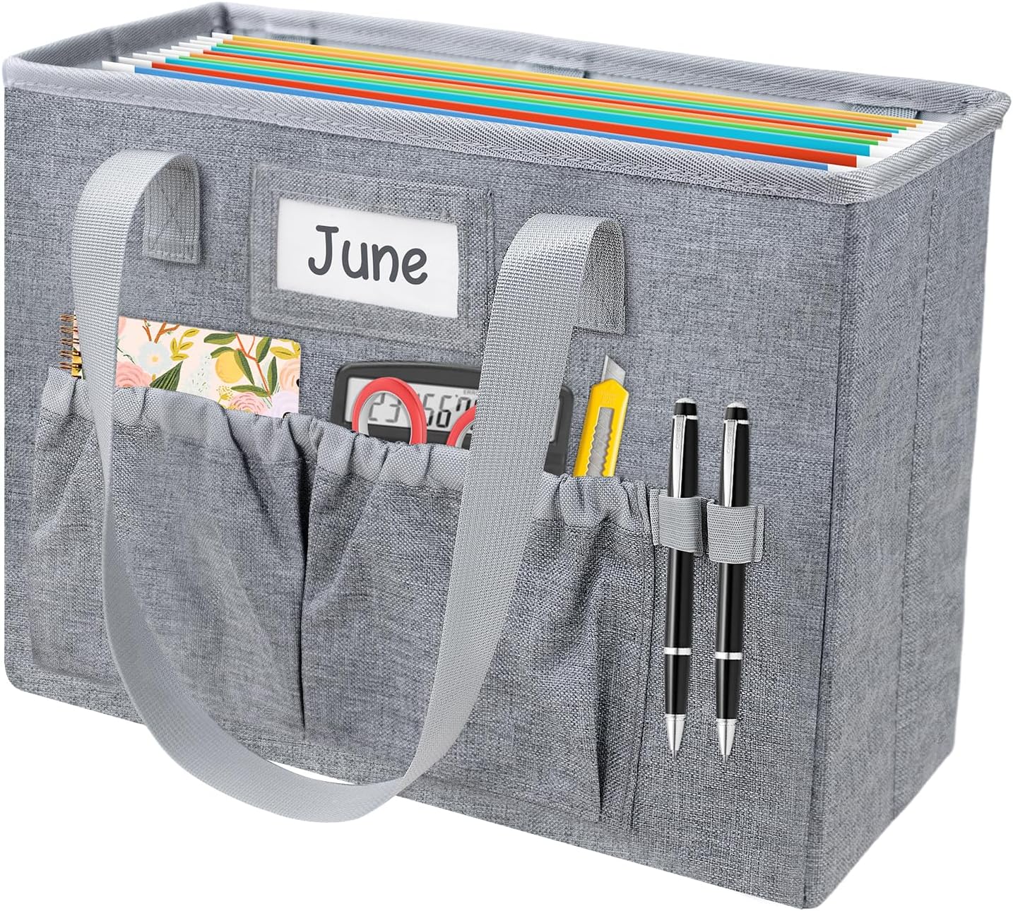 abcxgood Desktop File Organizer Box,Collapsible Hanging Filing Box,Home Office Document Storage Organizer with Front Pocket and Handles, Letter Size Folder.