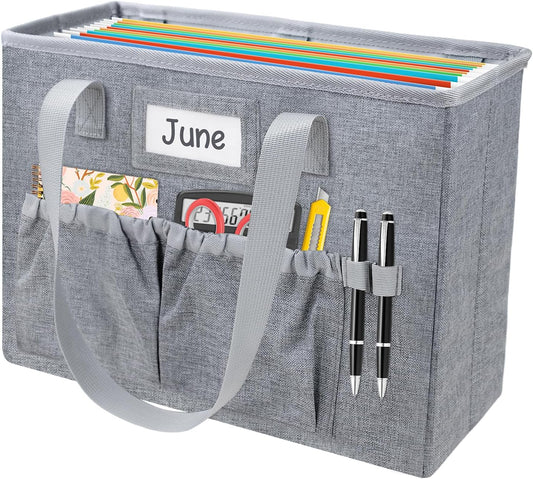 abcxgood Desktop File Organizer Box,Collapsible Hanging Filing Box,Home Office Document Storage Organizer with Front Pocket and Handles, Letter Size Folder.