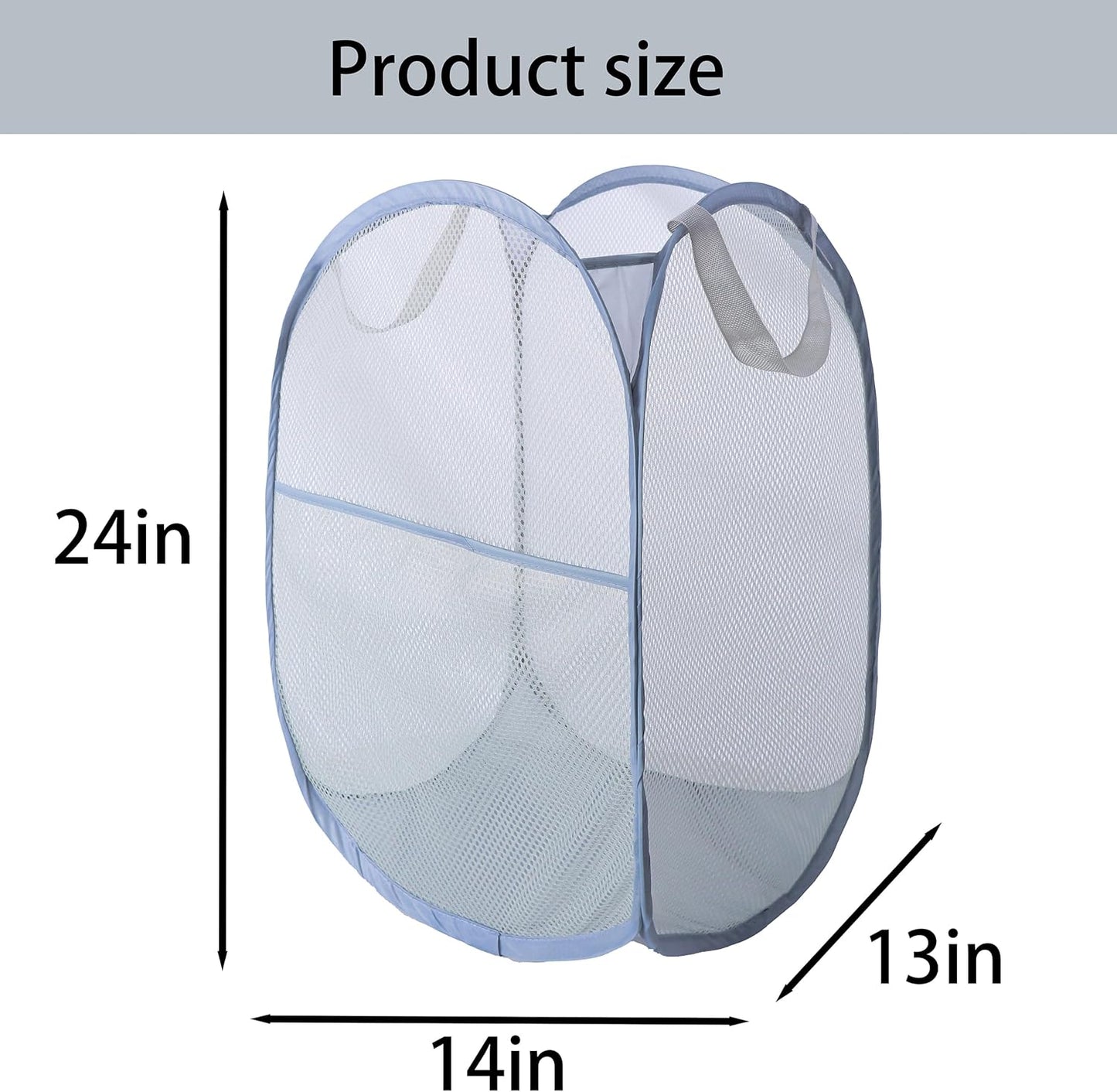 Foldable Mesh Popup Laundry Hamper,Laundry Basket Easy to Open and Fold for Dorm,Travel, College Dorms, and More (2 light gray)