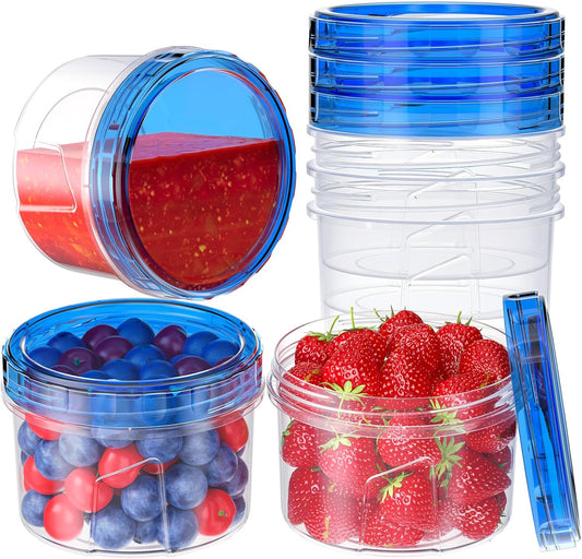6 Pack-16 OZ Freezer Storage Containers, Small Plastic Containers with Twist Top Lids, Round Food Storage Containers, Reusable Soup Container Microwave/Dishwasher Safe