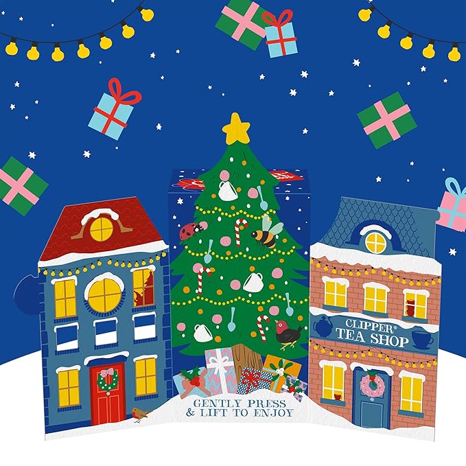 Clipper Tea: Tea Advent Calendar for 2025 Christmas Holiday – Sampler Set Gift w/ 12 Organic Flavors, Mix of Lemon, Ginger, Sleep, Herbal, Green & Black Tea Blends – 1 Variety Pack, 24 Individual Bags