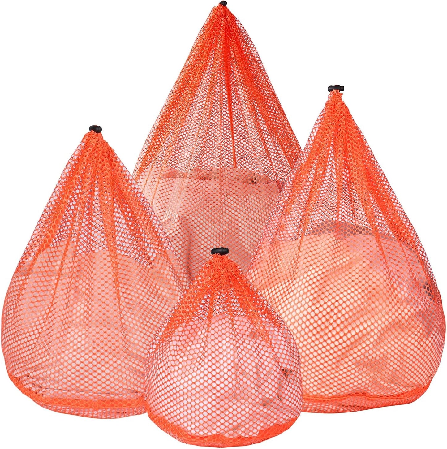 4Pcs Mesh Laundry Bags Washing Machine Mesh Wash Bags for Clothes,Underwear,Lingerie, Bed Linen with Drawstring Closure Sturdy(4 Size, Orange)