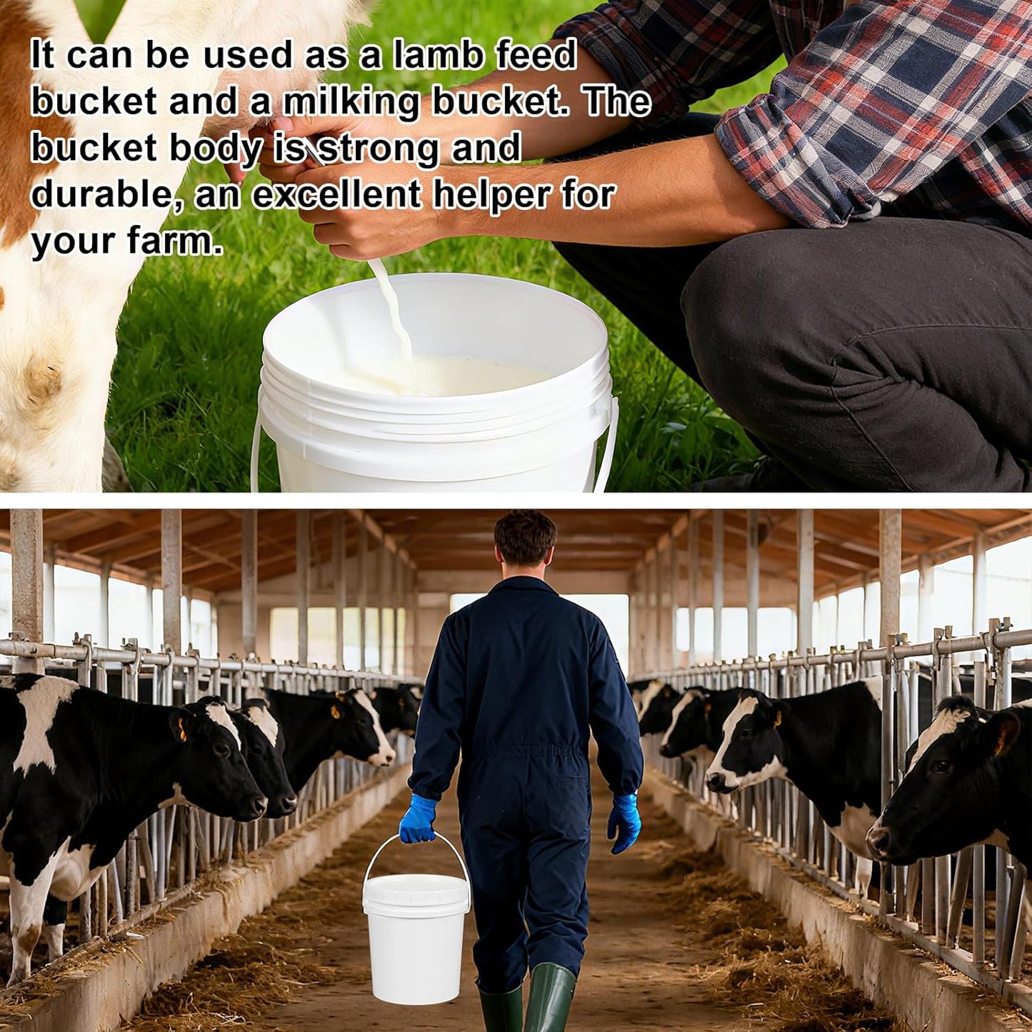 2.6 Gallon Plastic Bucket with Screw Lid 3 Pack - Food Grade Small Storage Bucket for Water, Food, Paint, Cleaning Supplies (BPA-Free, Stackable)