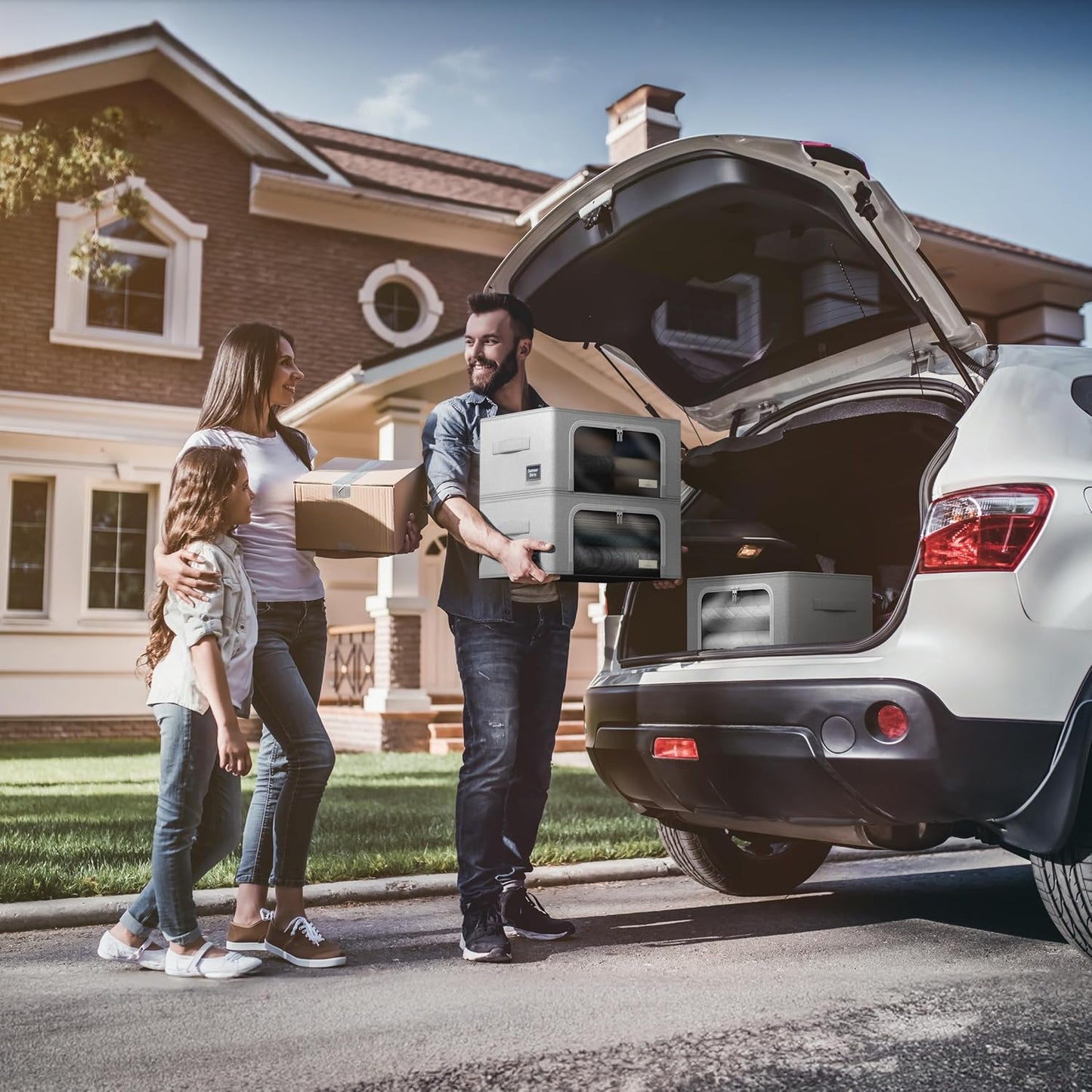 Sorbus Storage Bins with Metal Frame - Stackable & Foldable Clothes Organizer Bags - Oxford Fabric Storage Containers with Large Clear Window & Carry Handles, Bedroom Organization for Bedding & Linen