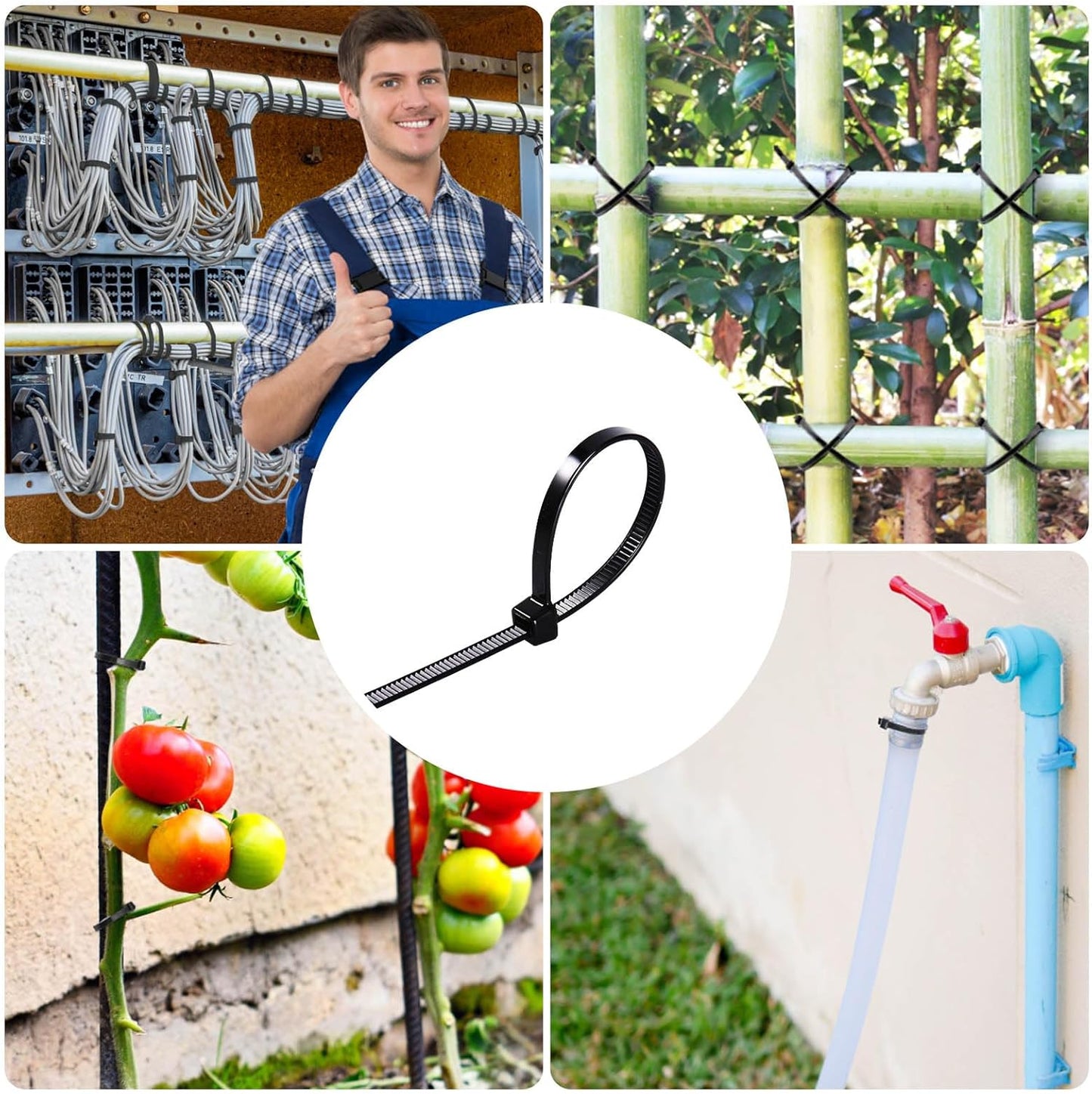 Cable Zip Ties 12 inch Cehony 1000 Pack Black Zip Ties Heavy Duty 50lbs Tensile Strength Plastic Zip Ties for Outdoor and Indoor Multi-Purpose Cable Ties Self-Locking UV Resistant Wire Ties Wraps