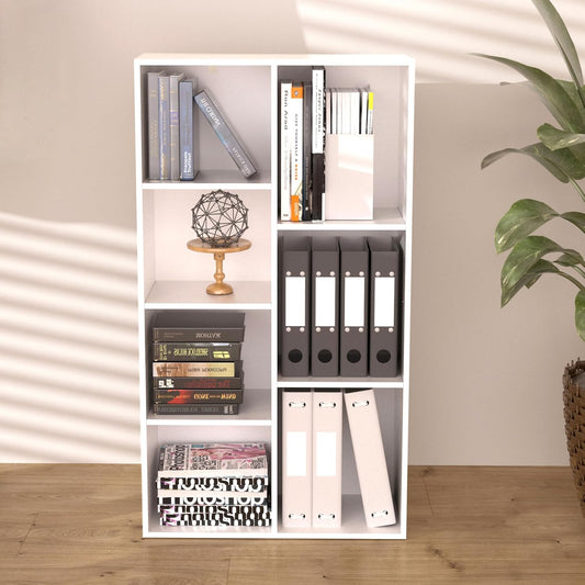 VAFHYLISS Cube Bookshelf, White Wooden Cube Storage Organizer, Freestanding Book Shelf, Cubby Shelf, Perfect Shelves for Bedroom, Kids Room, Closet, Classroom & Office (7-Cube)