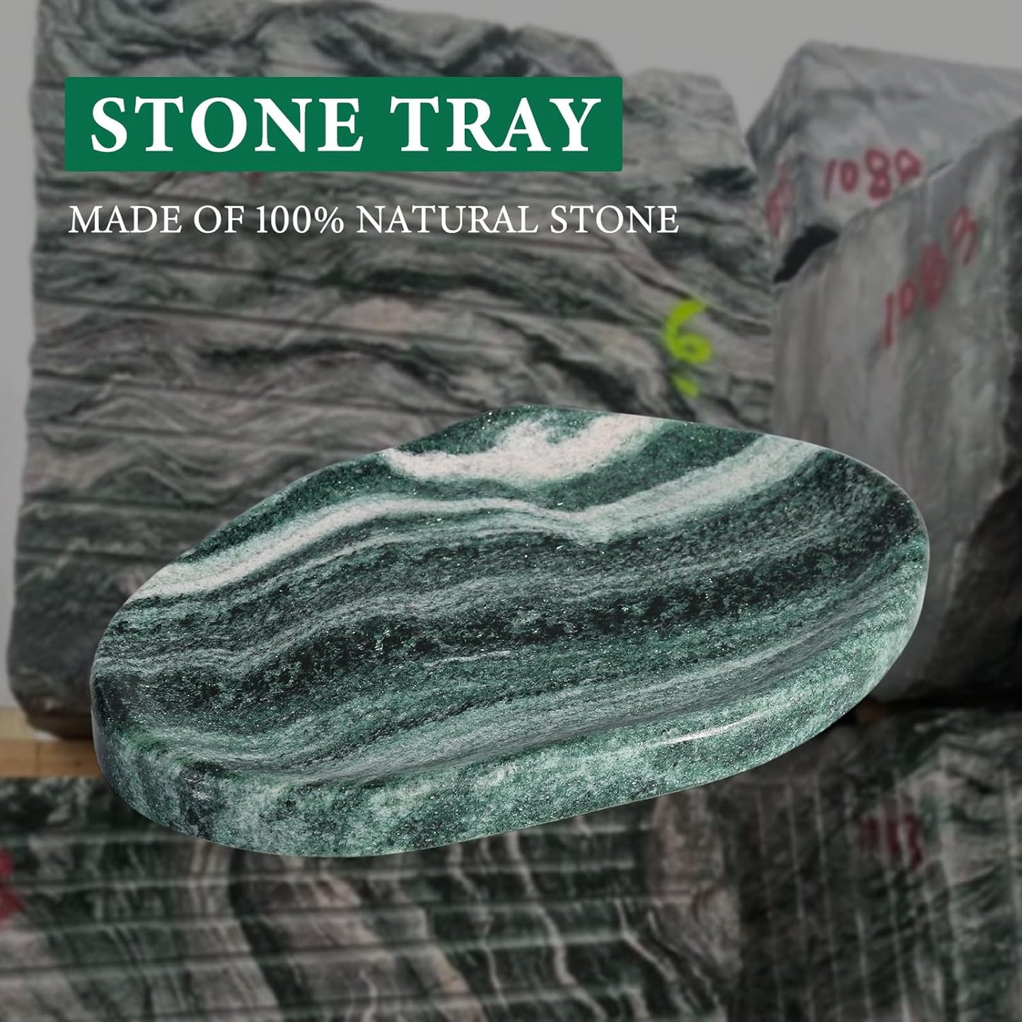 Koville Green Marble Cloud Shape Vanity Tray, Serving Stone Key Tray for Home Decor, 10" x 7" Luxurious Natural Marble Storage Trays for Bathroom, Stone Plate Holder for Perfume, Candle and Jewelry