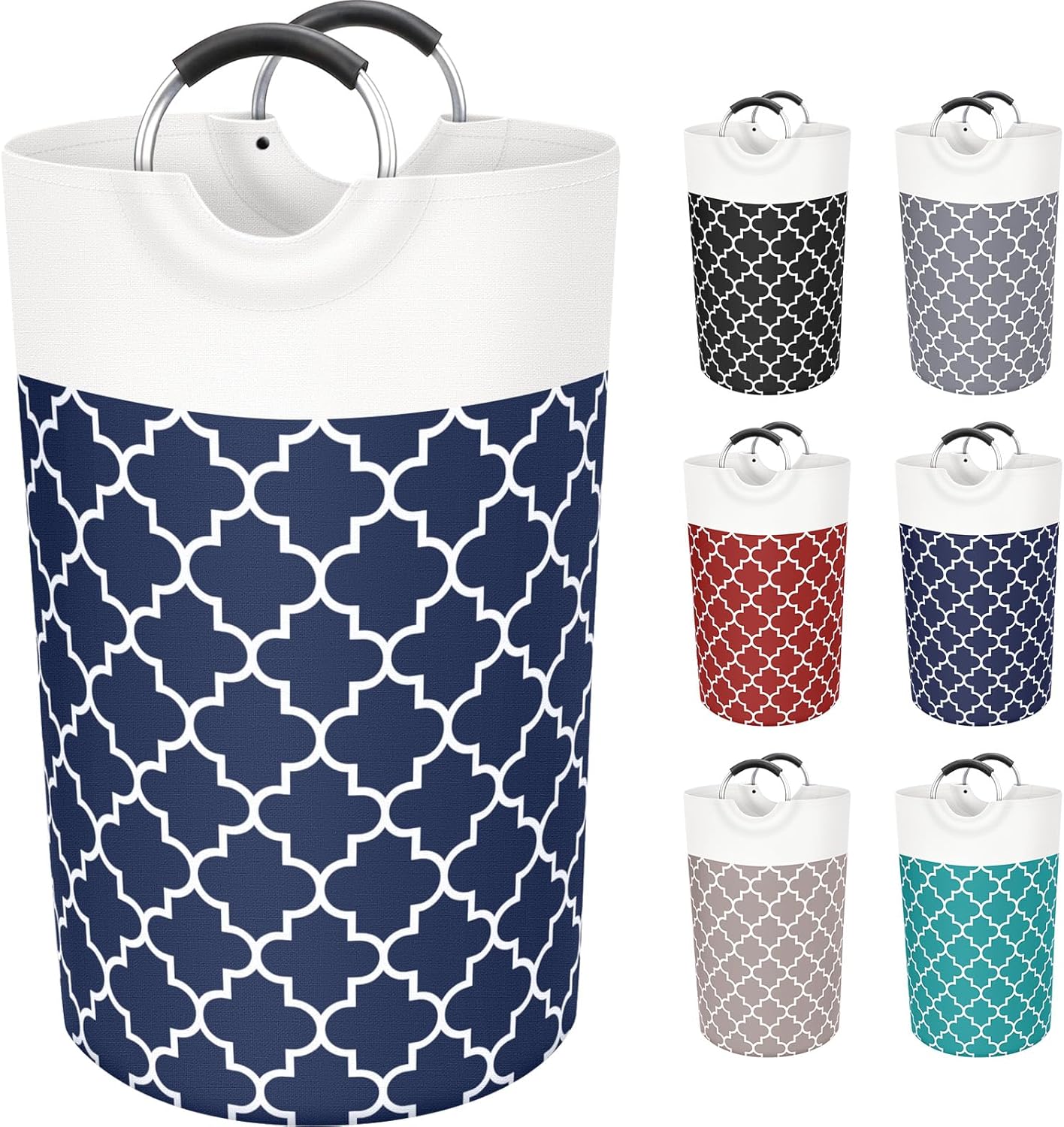 Large Laundry Basket Laundry Hamper Bag Washing Bin Clothes Bag Collapsible Tall With Handles Waterproof Travel Bathroom College Essentials Storage For College Dorm, Family (Blue)82L