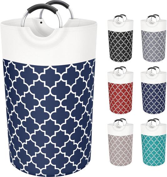 Large Laundry Basket Laundry Hamper Bag Washing Bin Clothes Bag Collapsible Tall With Handles Waterproof Travel Bathroom College Essentials Storage For College Dorm, Family (Blue)82L