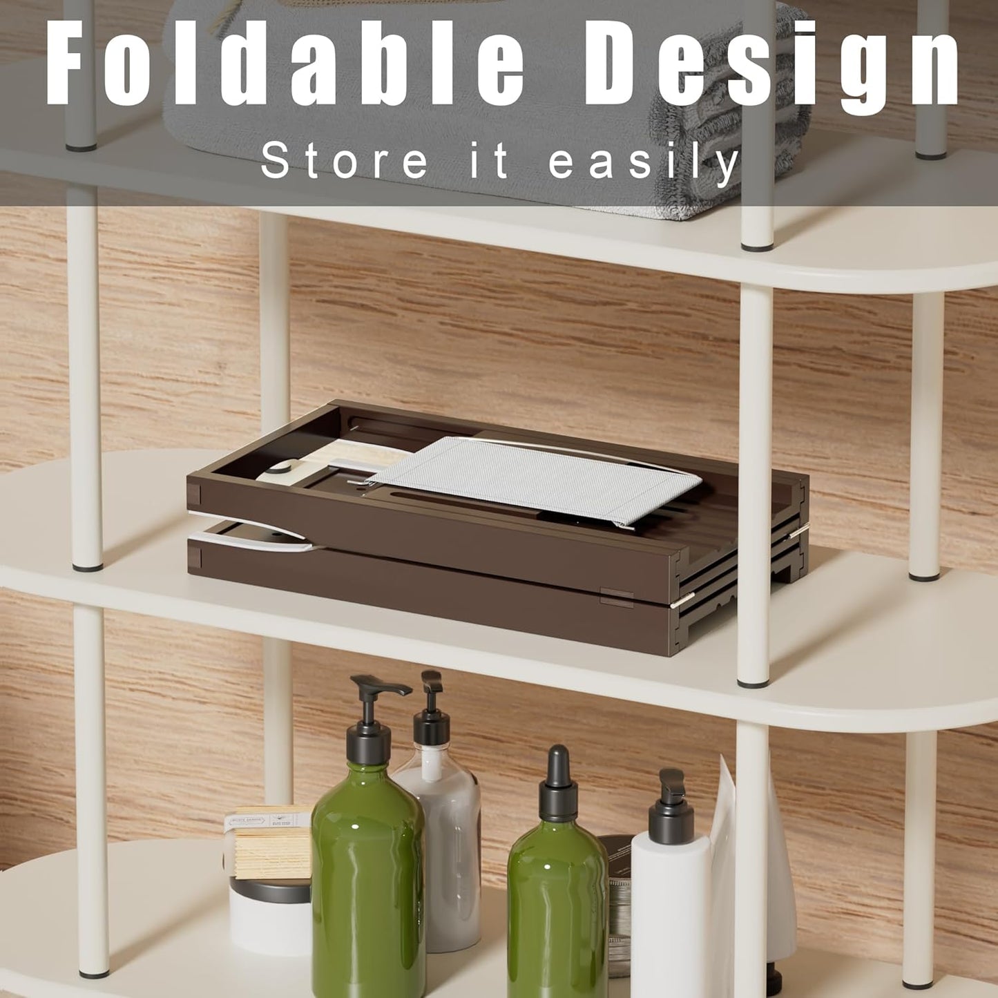 Foldable Bathtub Caddy Tray for Tub,Bamboo Expandable Bath Table Trays,Premium Bathroom Accessories for New Home & Mothers Day & Birthday Gifts for Couples,Brown