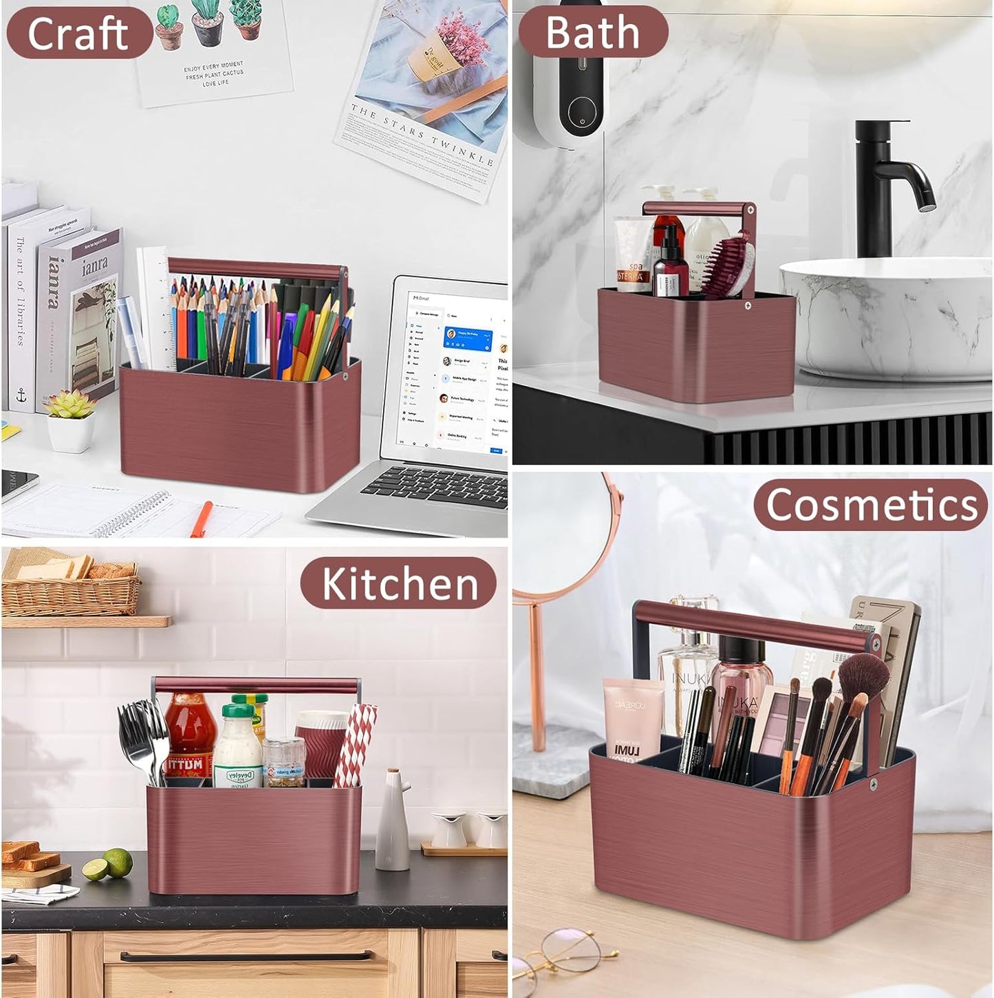 Shower Caddy Portable for College Dorm Room Essential, Bathroom Caddy Organizer with Handle and Adjustable Dividers, Shower Storage Tote, Plastic Shower Basket Bin for Shampoo Toiletry