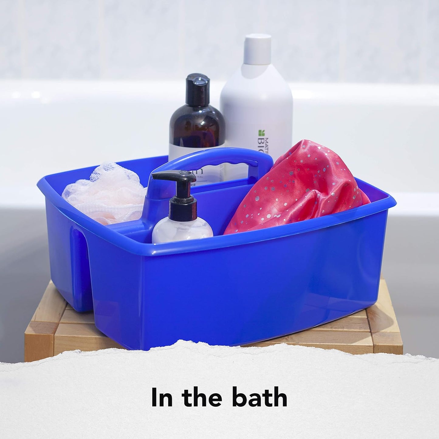 Storex Classroom Craft Caddy, 3 Compartment Plastic Organizer with Carry Handle, Assorted Colors, Color Assortment WILL Vary, 9.25 x 5.25 x 9.25 Inch, Case of Six 5-Packs (00941A06C)