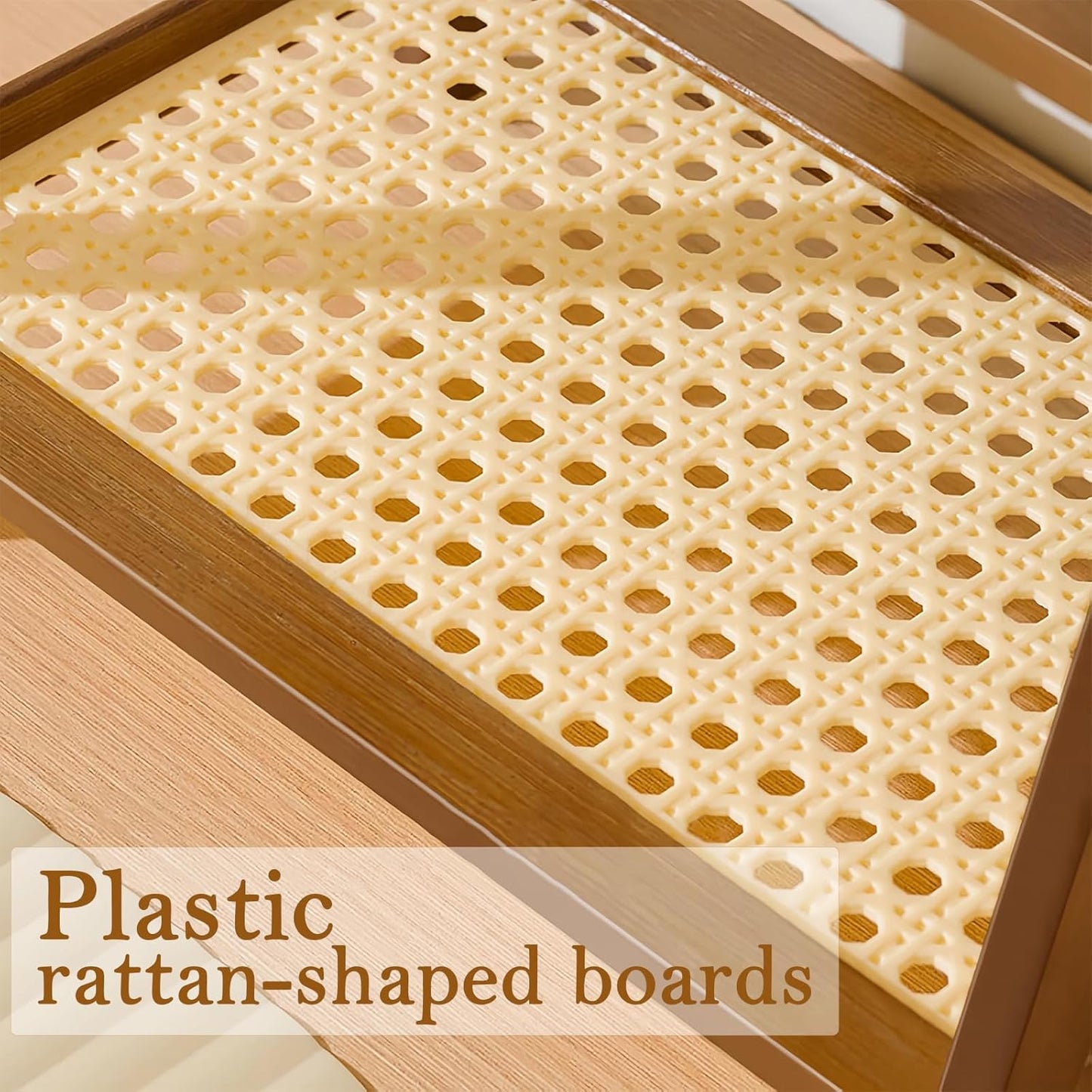 Narrow Mug Holder Countertop, 2 Tier Wicker-Look Tea and Coffee Bar Station Organizer, Bamboo Matcha Stand, Cup Display Shelf, Condiment Storage Rack for Kitchen Counter Cabinet, Brown