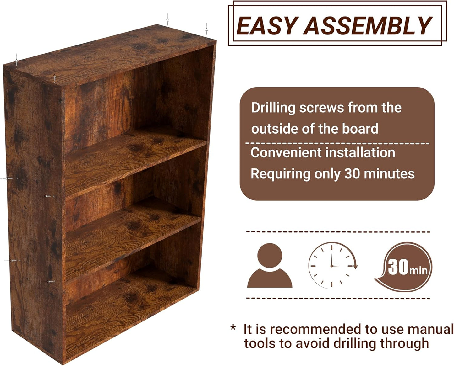 Wooden 3 Cube Storage Organizer,3 Tier Low Bookcase Storage Display Organizer, 33 Inch Versatile Cubes Shelf and Cubby Unit for Any Space (Brown, 3 Cube-W(23.6inch)