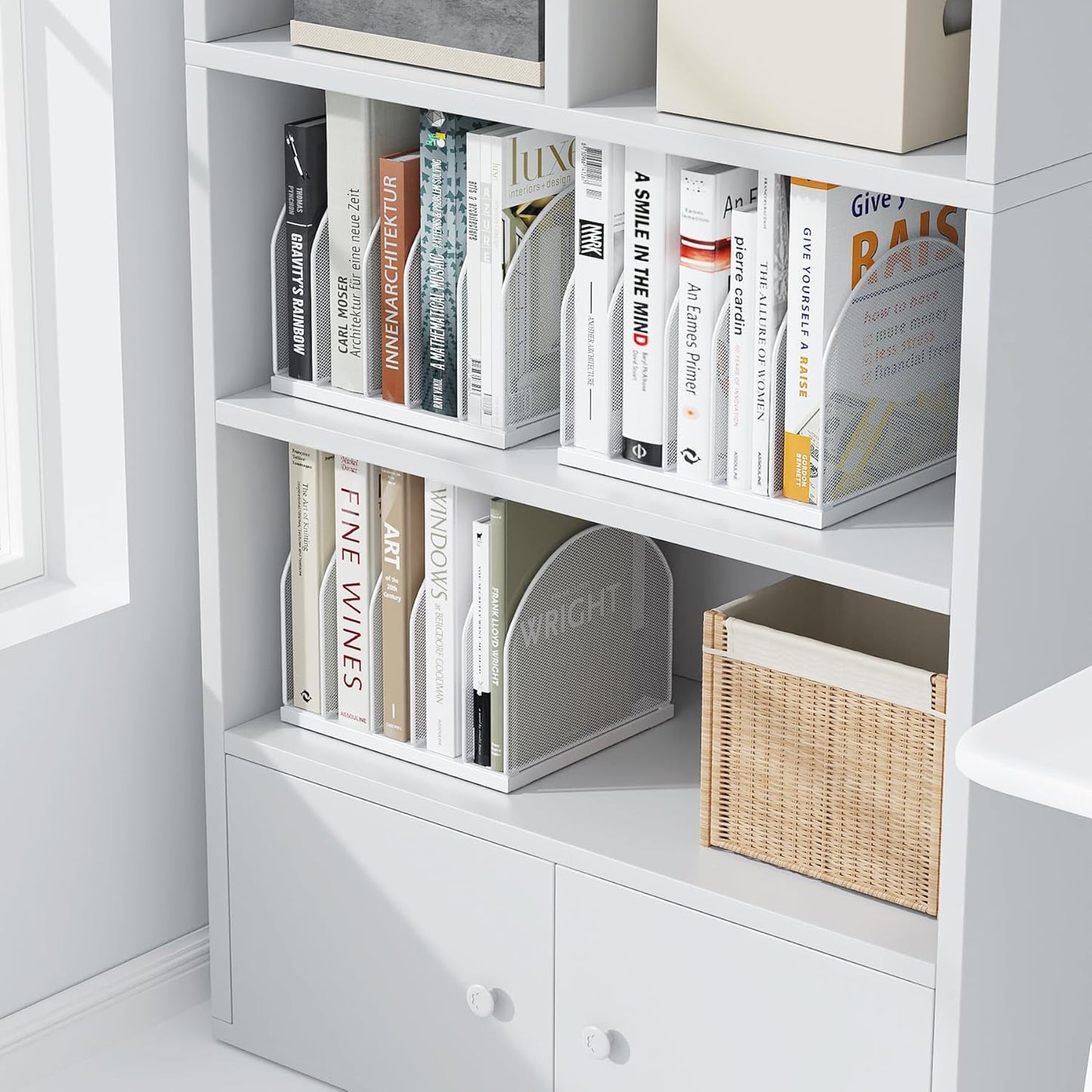 gianotter Desktop File Organizer, Desk Organizer with 5 Compartments, Paper Organizer for Desk, Workspace Organizers for Office Supplies (White)