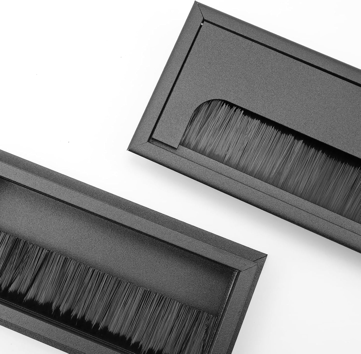 Rectangle Cable Grommet Metal Wire Hole Cover for Management of Computer Desk Wire Black 160mm x 80mm - Pack of 2