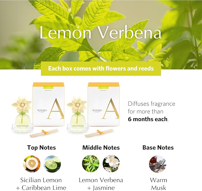 AGRARIA AirEssence & PetiteEssence Flower and Reed Diffuser Set, Luxury Home Fragrance Set, Scented Oil Reed Diffuser Gift for All Occasions