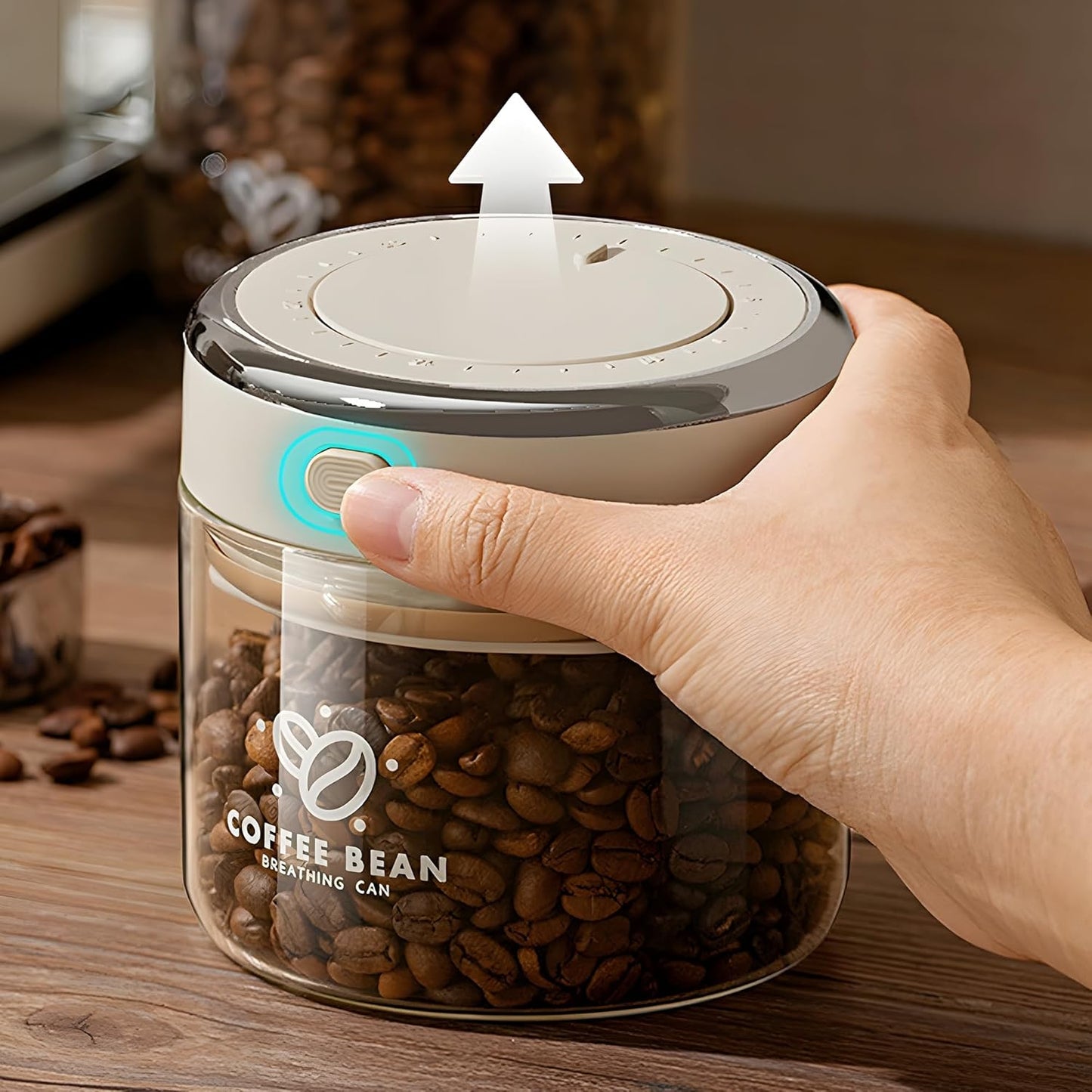 IwaiLoft Glass Coffee Bean Storage Container with Airtight Lid,Glass Sealed Jar with Date Tracker,Vacuum Coffee Canister for Nuts,Food Fresh Storage,Clear Borosilicate Glass Jar (57OZ/1700ML)