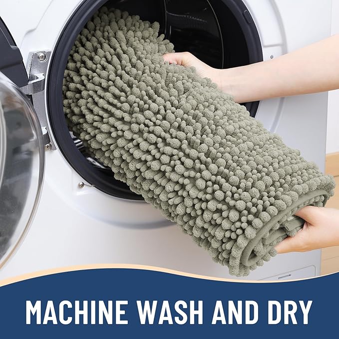 Arotive Luxury Chenille Bathroom Rug Mat, Extra Soft Thick Absorbent Shaggy Bath Rugs, Non-Slip Machine Wash Dry, Plush Bath Mats for Bathroom, Shower and Tub, 24x16, Warm Taupe