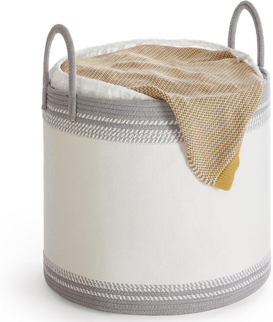 SONGMICS Laundry Hamper 90L, Laundry Basket with Handles, Laundry Bag with Lid, Cotton Rope, Drawstring, for Clothes, Blankets, Living Room, Bedroom, Dove Gray URLH090G01