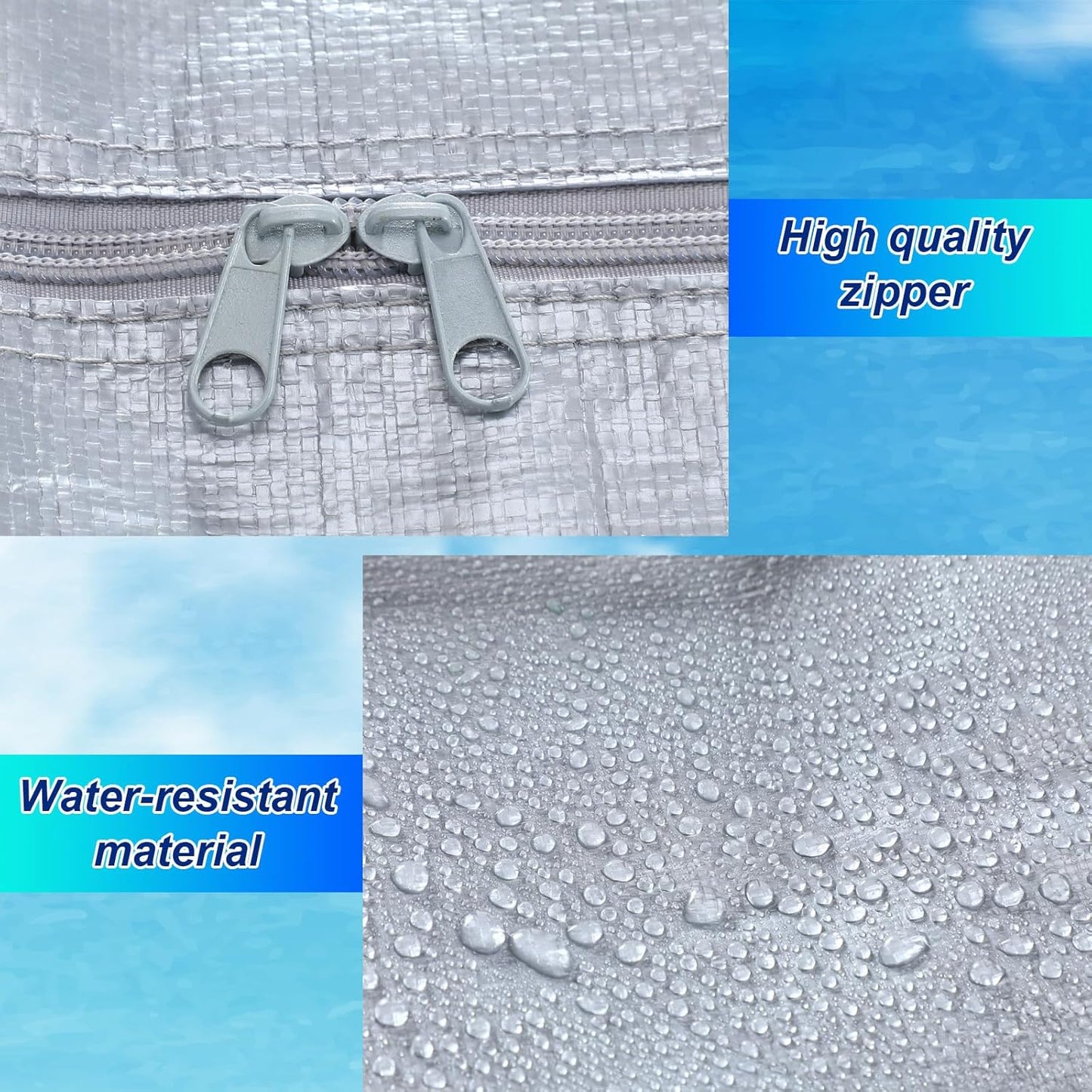 6 Pcs 66 Gallon Large Moving Bags with Zipper and Handles Foldable Storage Duffle Bags Heavy Duty Extra Large Totes for College Dorm Travel Clothes Blankets Bedding Moving (Silver)