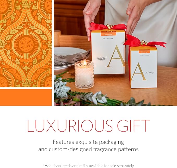 AGRARIA AirEssence & PetiteEssence Flower and Reed Diffuser Set, Luxury Home Fragrance Set, Scented Oil Reed Diffuser Gift for All Occasions