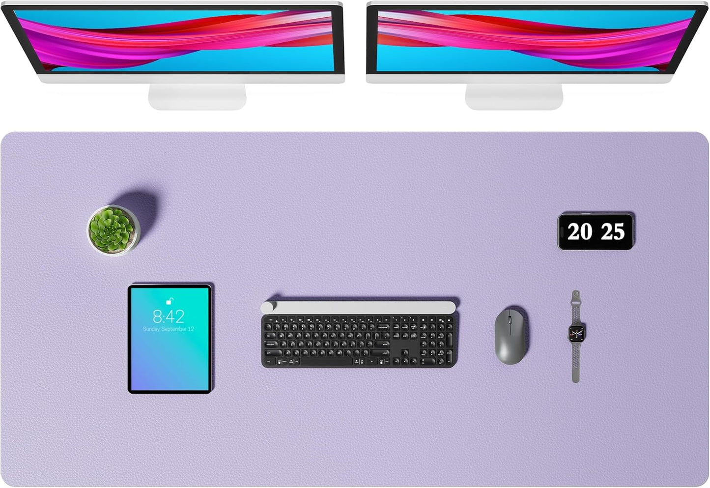 Aothia Faux Leather Desk Mat – Large Mouse Pad, Non-Slip PU Leather Blotter, Waterproof Writing Surface for Office and Home (Lavender, 47.2" x 23.6")