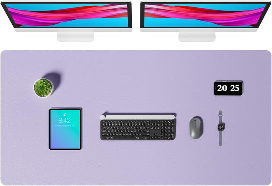 Aothia Faux Leather Desk Mat – Large Mouse Pad, Non-Slip PU Leather Blotter, Waterproof Writing Surface for Office and Home (Lavender, 47.2" x 23.6")
