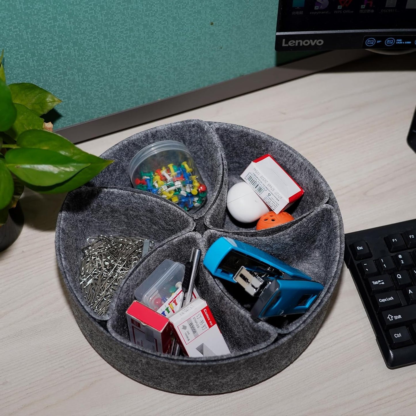 Felt Desk Drawer Organizer Tray,8 Pack Office Desk Drawer Dividers,Felt Drawer Round Storage Box For Saving Space,Makeup Drawer Organizer Bins.(Dark Gray)