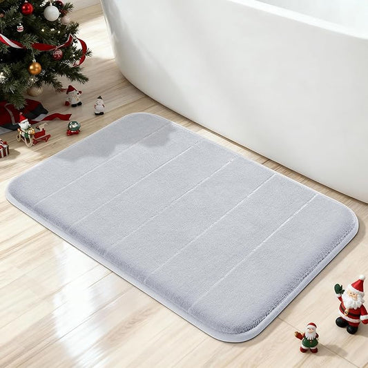 Yimobra Memory Foam Bath Mat, Super Soft Absorbent Bathroom Rug Non Slip, Quick Dry, Machine Washable Floor Carpet for Tub Shower, Home Decor Accessories, 24x17, Silver