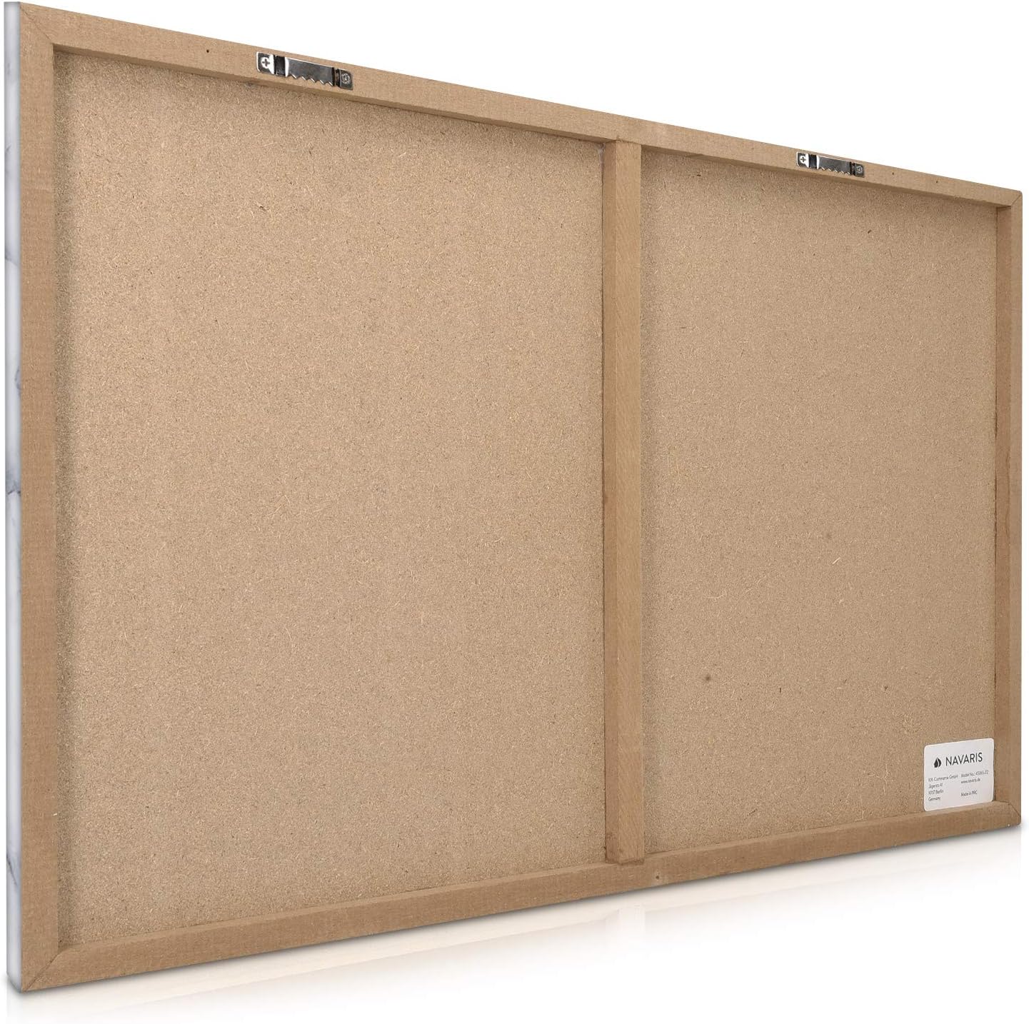 Navaris Magnetic Dry Erase Board - 16 x 24 inches Decorative White Board for Wall with Design, Includes 5 Magnets and Marker - White Marble