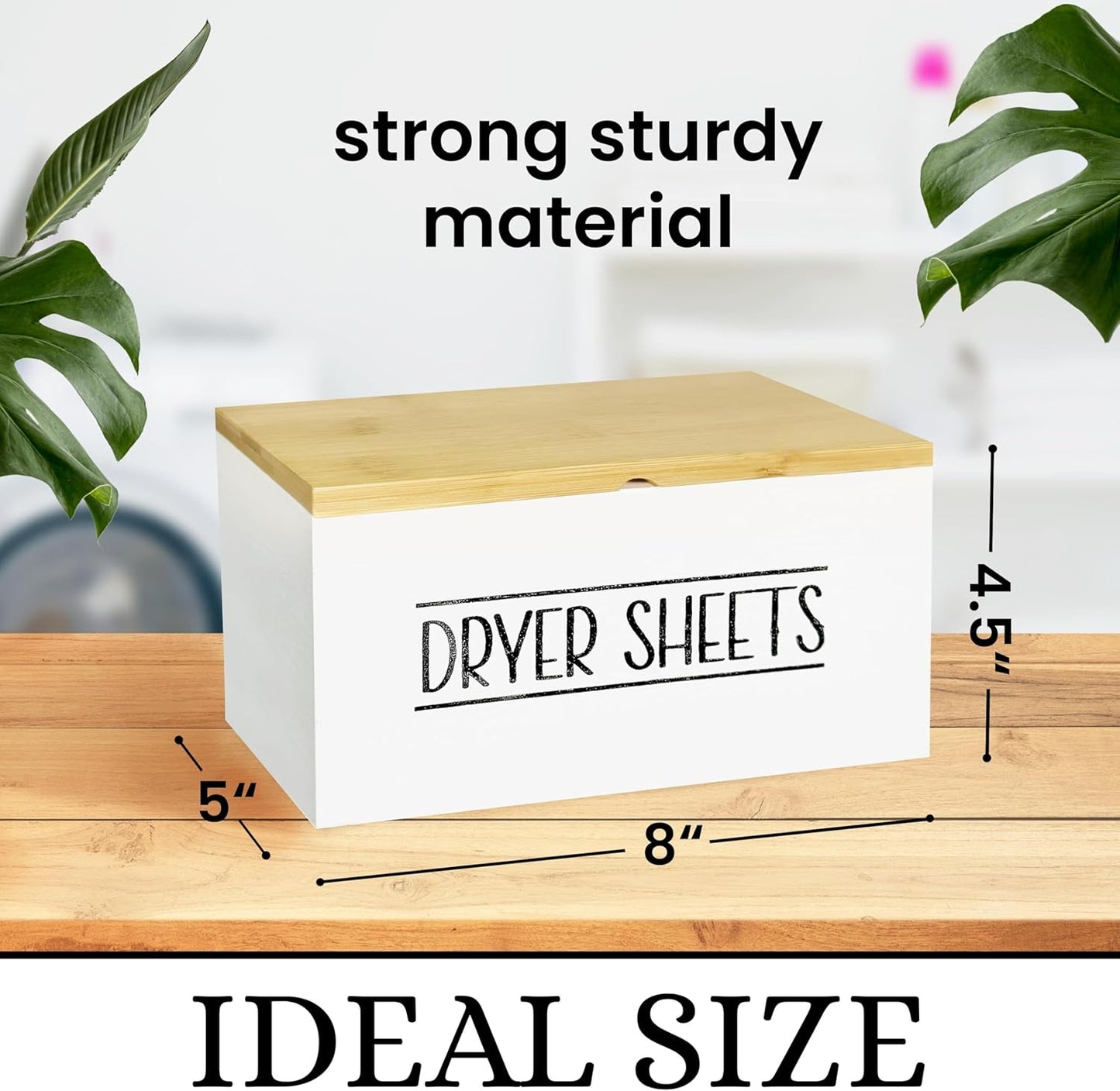 Hinged Lid Dryer Sheet Holder, Wooden Dryer Sheet Container, Dryer Sheet Dispenser Wood, Aesthetic Design Dryer Sheets Holder, Laundry Sheet Holder, Dry Sheets Container, Dryer Sheet, White