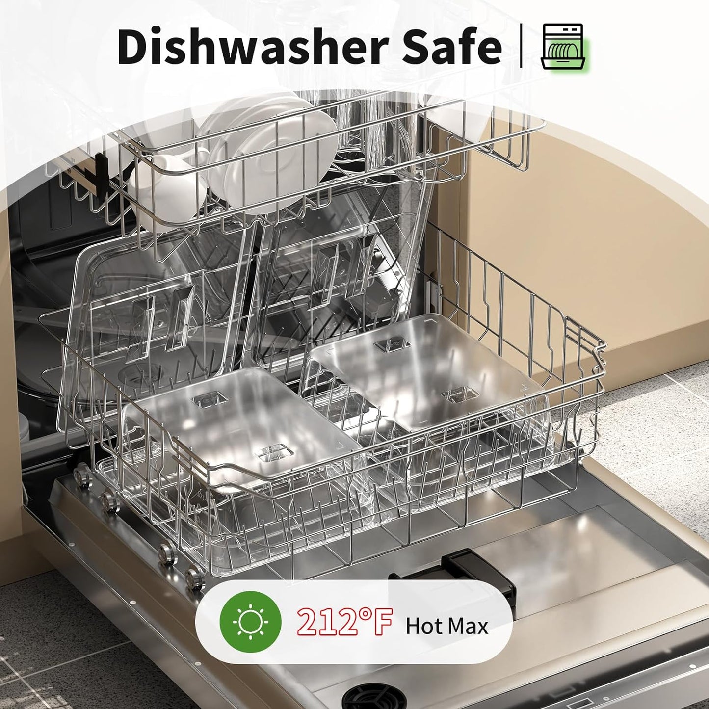 1/2 4'' 6 Pack Plastic Food Pans With Lids, Clear Food Pan, Commercial Stackable Polycarbonate Freezer-Safe for Fruits Vegetables Restaurant Kitchen