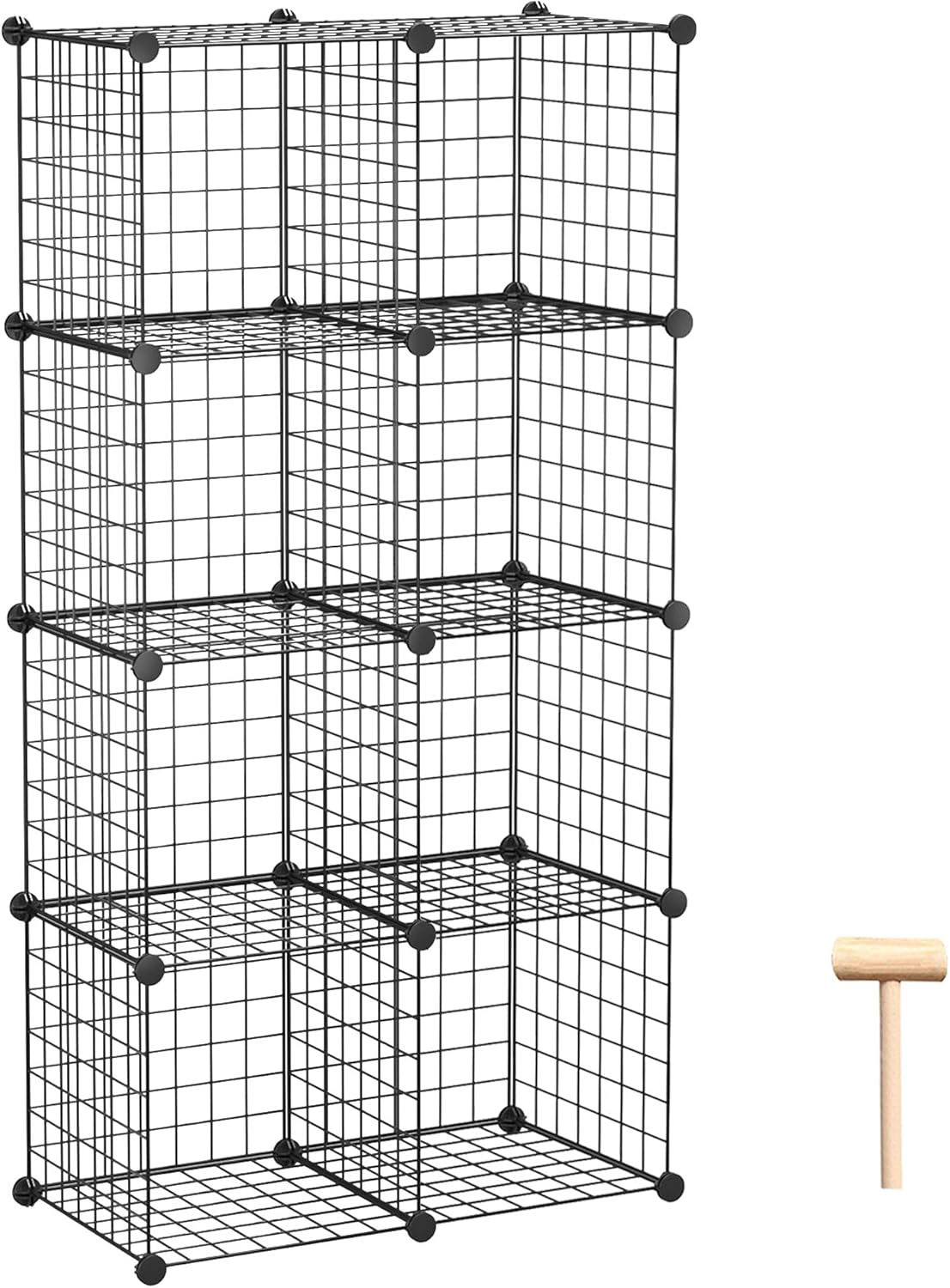 C&AHOME Wire Cube Storage, 8-Cube Organizer Metal C Grids Storage, Storage Bins Shelving, Modular Book Shelf, DIY Closet Cabinet Ideal for Living Room, Home, Office 24.8" L x 12.4" W x 48.4" H Black