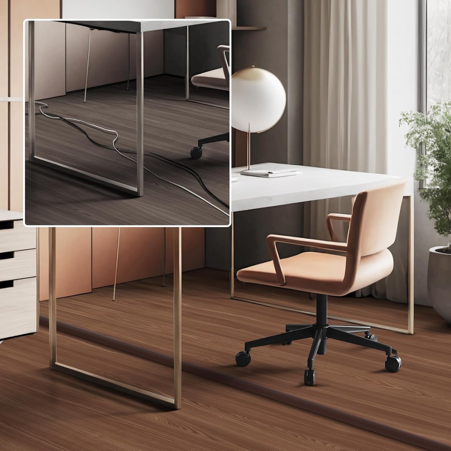 Floor Cord Cover 6ft, Cord Hider Floor Hide Extension Cords, Floor Cable Management Prevent Cable Trips, Floor Cable Cover Wire Covers for Cords, Cable Protector Cord Cavity W0.6in x H0.32in Brown