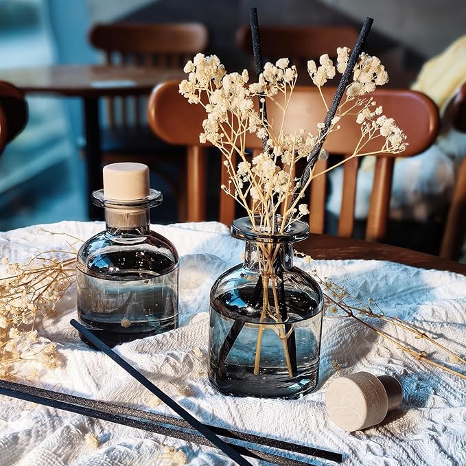 Brakula 2 Pack Reed Diffuser, White Jasmine + Bamboo (3.38 fl oz Each Pack), Home Fragrance with 12 Sticks, Shelf Decor, Reed diffusers for Home