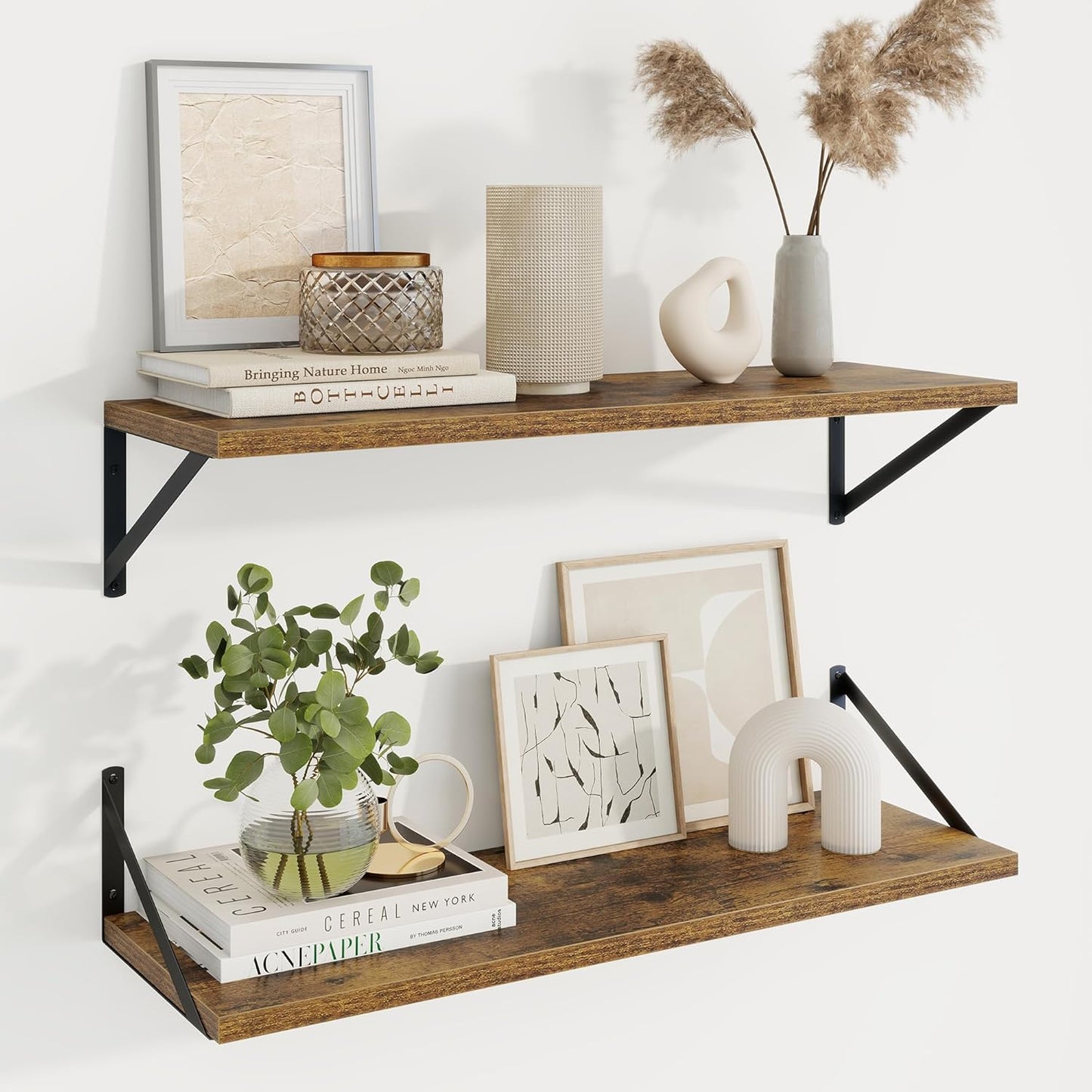 Axeman Deep Floating Shelves for Wall - 30 Inch Wide x 10 Inch Deep Floating Shelves Set of 2 -Rustic Wide Wall Shelves for Living Room Bathroom Bedroom