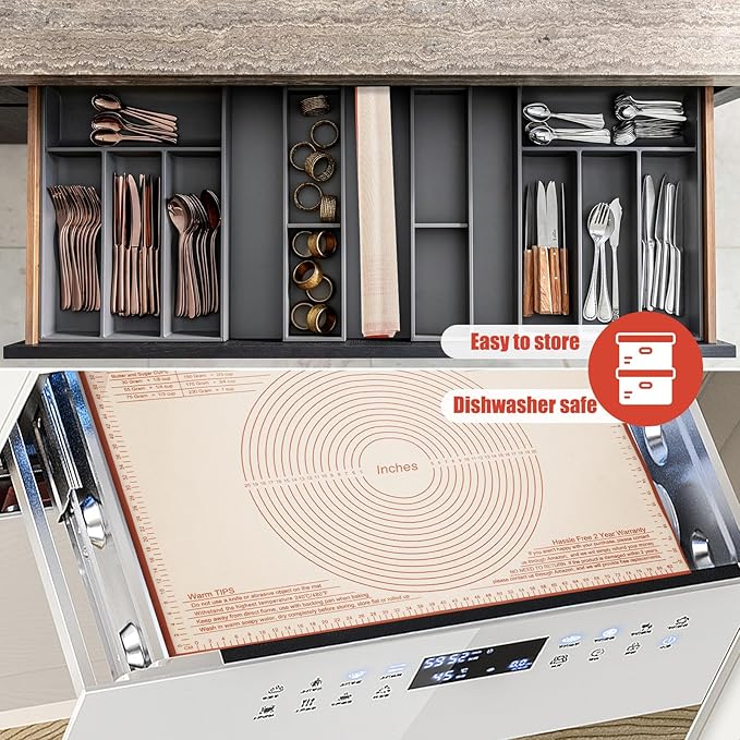 Silicone Pastry Mat 34x26 Inch Nonstick Baking Mats, Kitchen Counter Mat Perfect for Dough, Pastry, Dough Rolling, Pie Crust, Fondant, Pasta, Pizza Mat