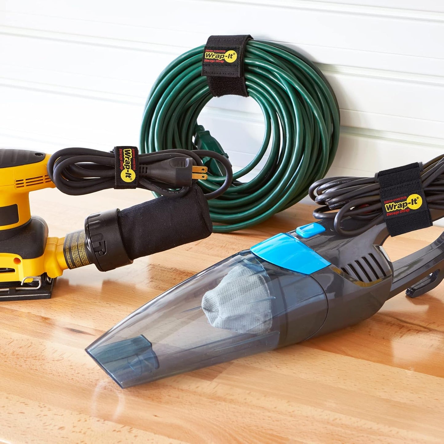 Super-Stretch Wrap-It Storage Straps (Assorted 8 Pack) - Elastic Hook and Loop Cinch Straps - Extension Cord Organizer, Hose, Rope and Cables Straps, Cord Wrap, Garage and RV Organization, Dad Gift