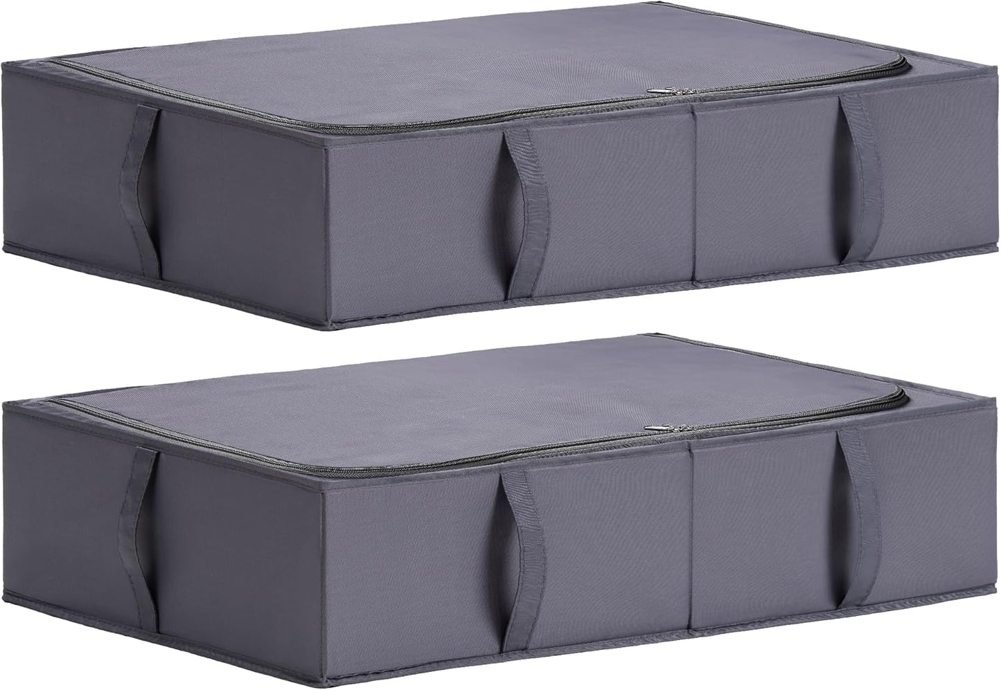TYEERS Under Bed Storage Containers, Durable Fabric, Washable, Collapsible, Under Bed Storage Bins for Clothes, Blankets, Sheets, Shoes, 27.5x16.5x7 Inches, 2-Pack, Dark Grey